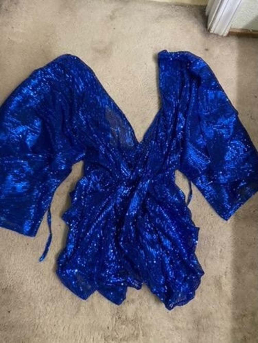 Royal Blue Sequin V-Neck Dress